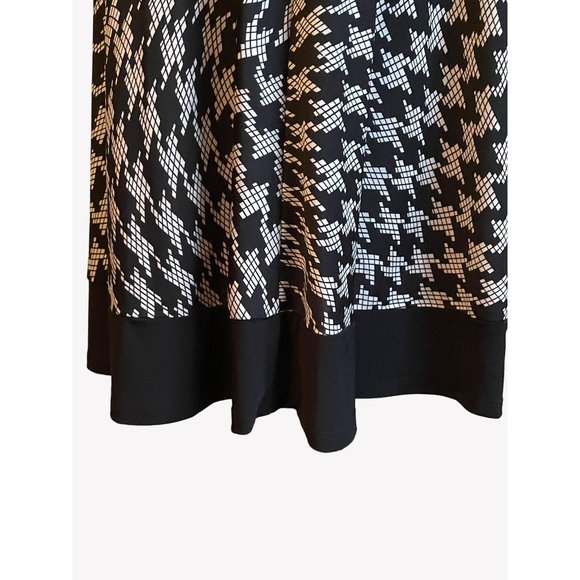 AB Studios Size Large Black White Geometric Pattern Sleeveless Midi Dress Work - Picture 5 of 11